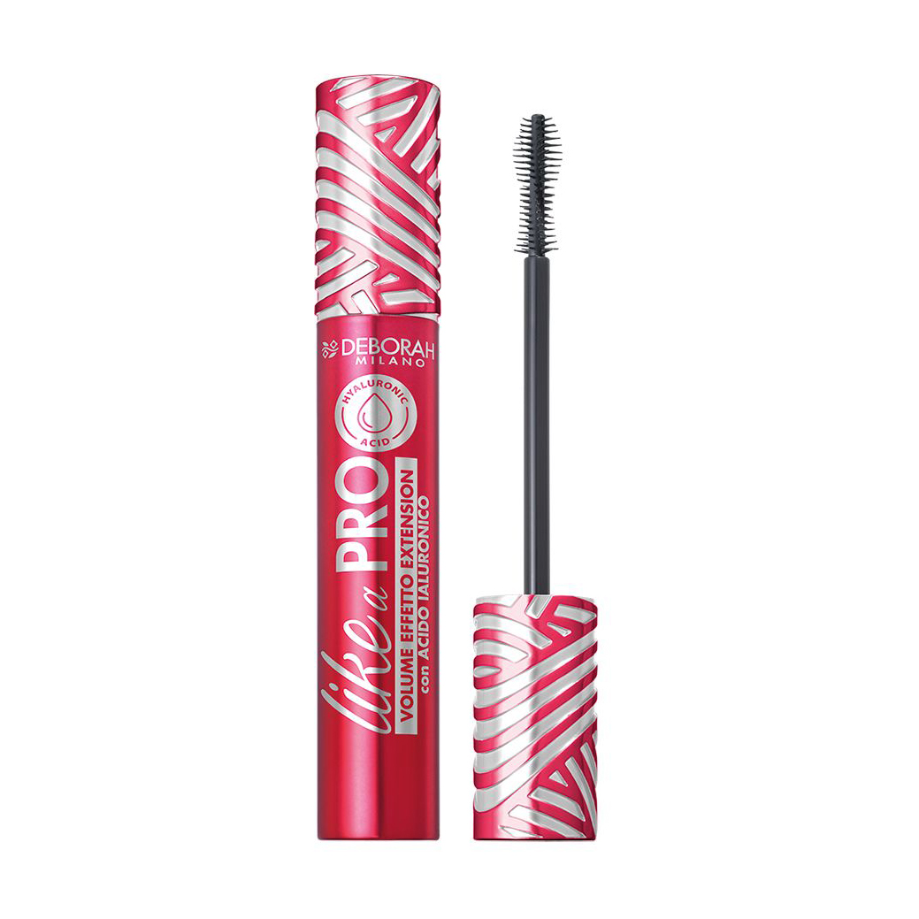 Туш для вій Deborah Like A Pro With Hyaluronic Acid Volume Mascara об'ємна, з гіалуроновою кислотою, Black, 13 мл